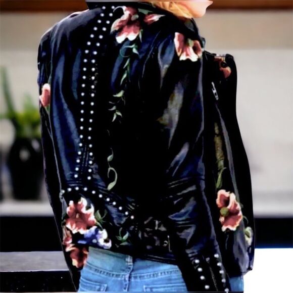 Black Leather Jacket  l Studded l XL l New - Picture 3 of 10